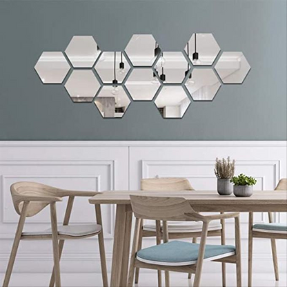 Sticker mural miroir acrylique hexagonal | 32 Pièces Amovible