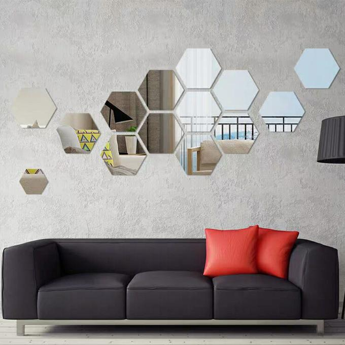 Sticker mural miroir acrylique hexagonal | 32 Pièces Amovible